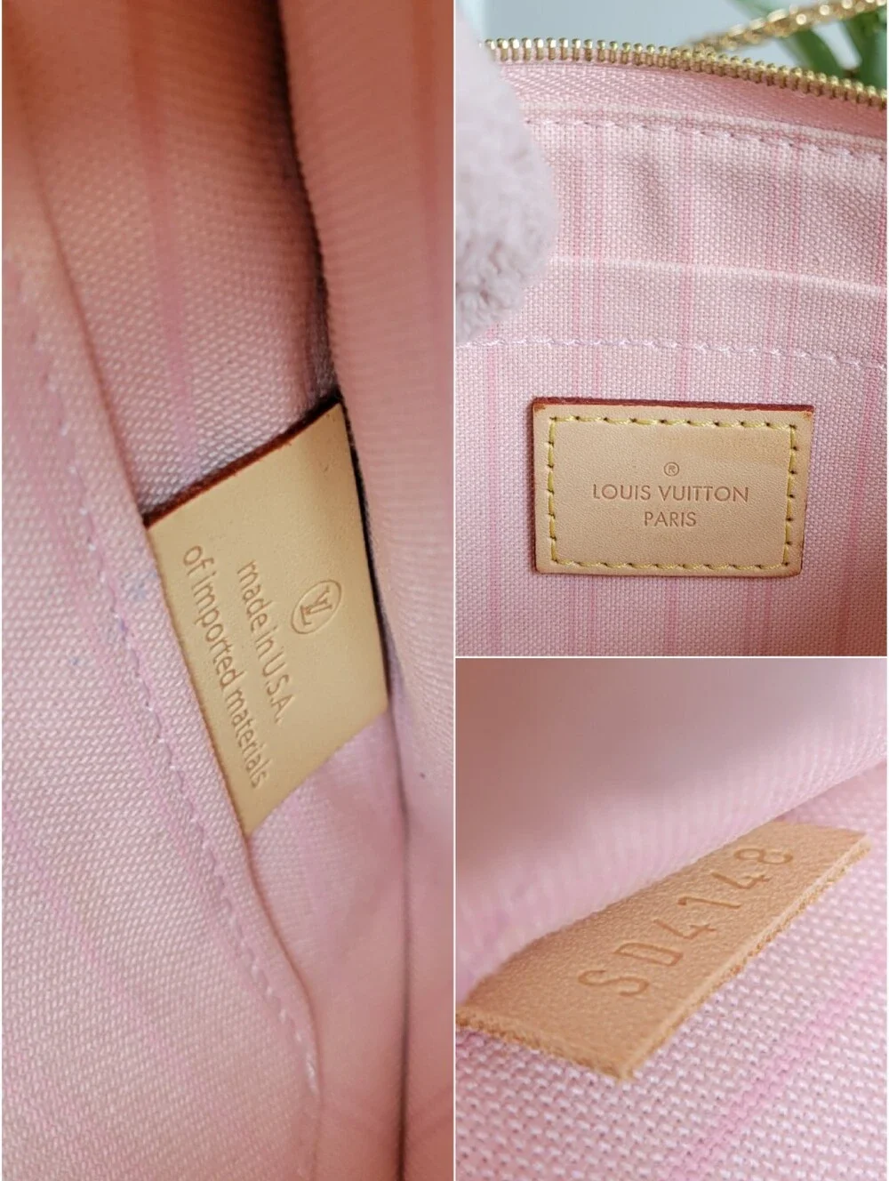 💕 Louis Vuitton Neverfull Mm/Gm Clutch Wristlet Damier Azur Rose Ballerine